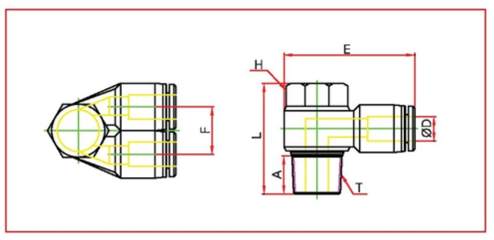 PA dual male banjo Diagram