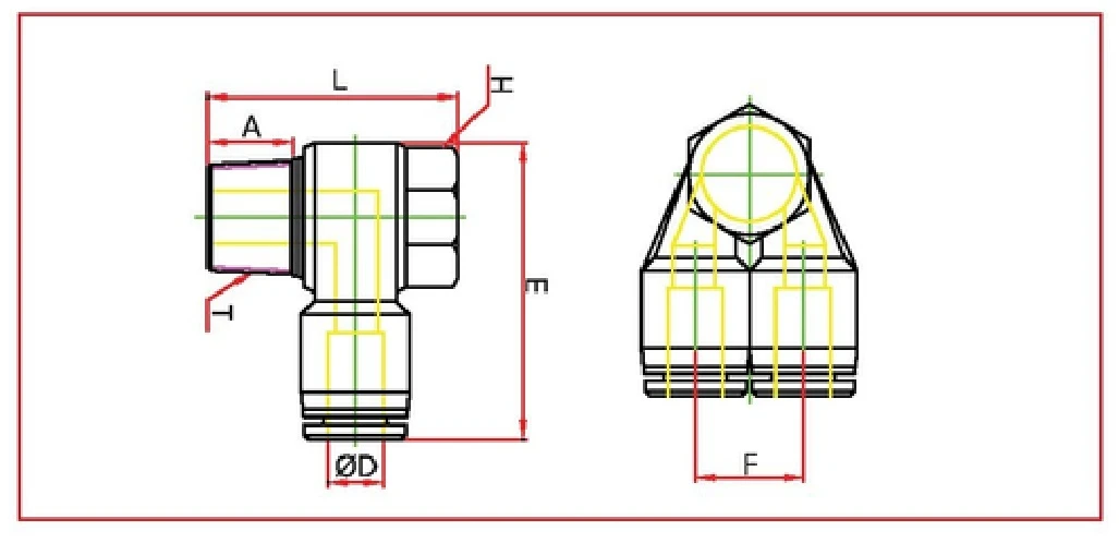 PA dual male banjo Diagram