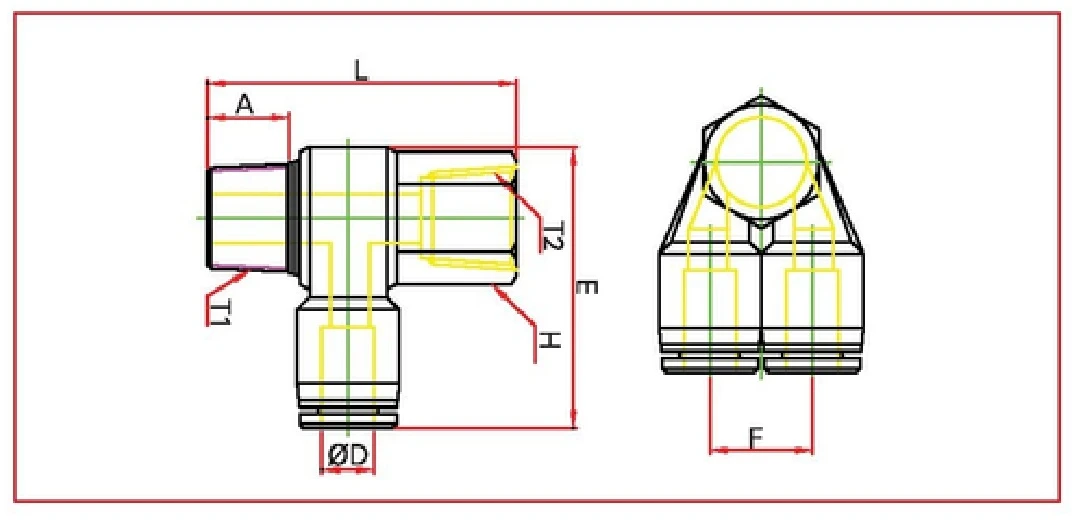 PAF dual female banjo Diagram
