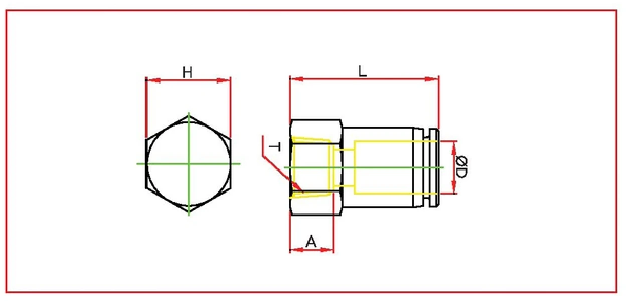 PCF female straight Diagram