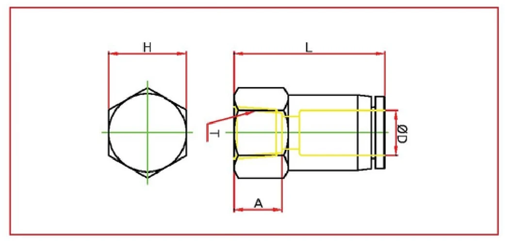 PCF female straight Diagram