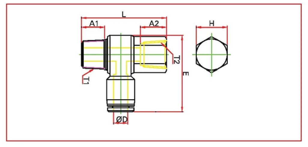 PHF female banjo Inch System Diagram