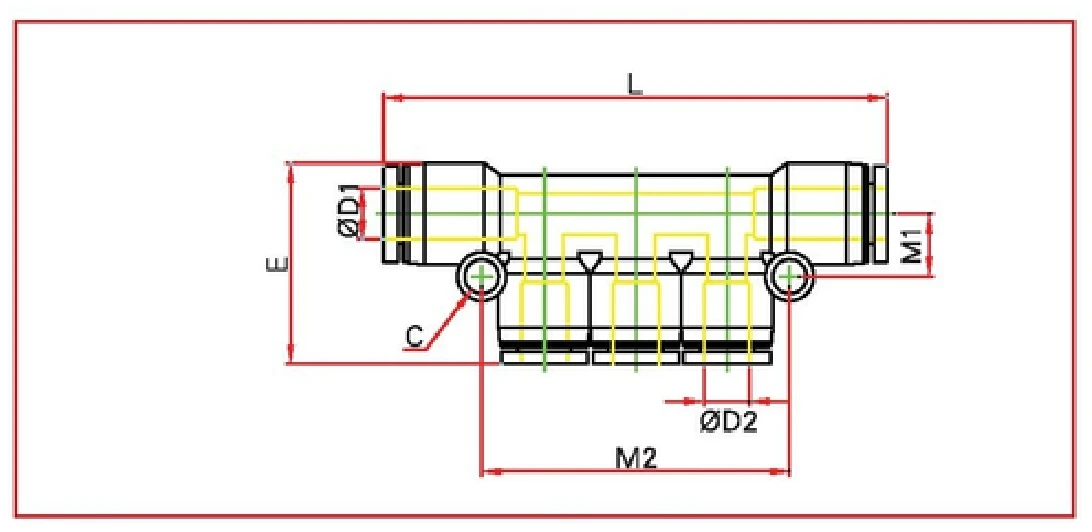 PKG reducer triple branch union Inch System Diagram