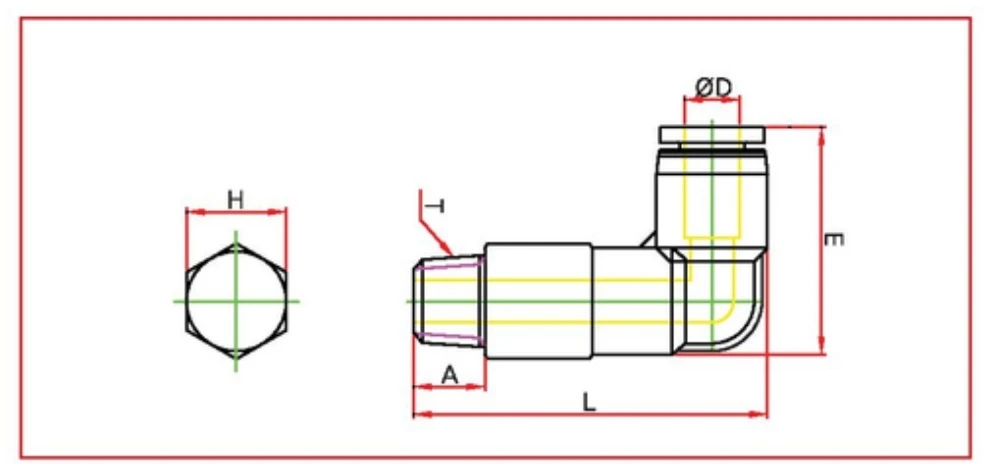 PLL extended male elbow Diagram