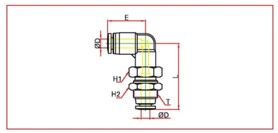 PLM bulkhead union elbow Inch System Diagram