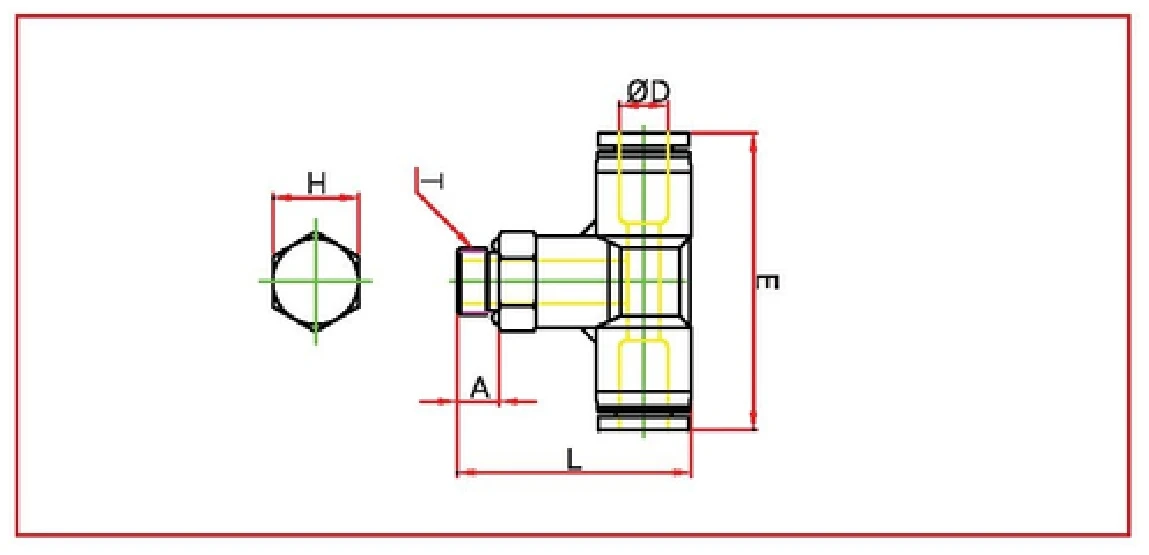 PT male branch tee Diagram
