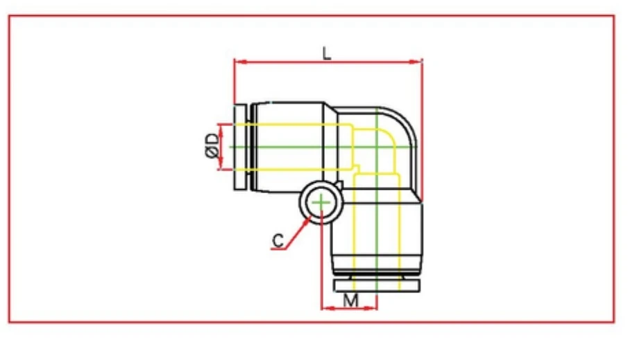PUL union elbow Inch System Diagram
