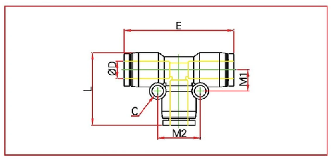PUT union tee Diagram
